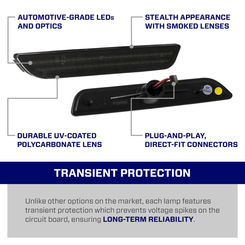 Ford Mustang LED Sidemarkers - FORM Lighting - Smoked - 2010
